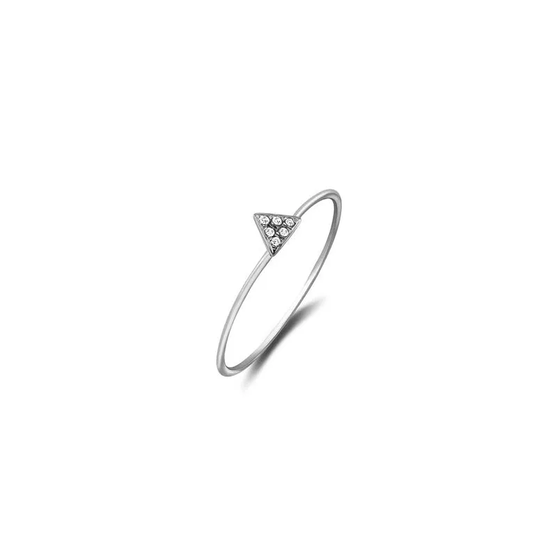 18k Gold Small Triangle Shape Pave Diamond Ring