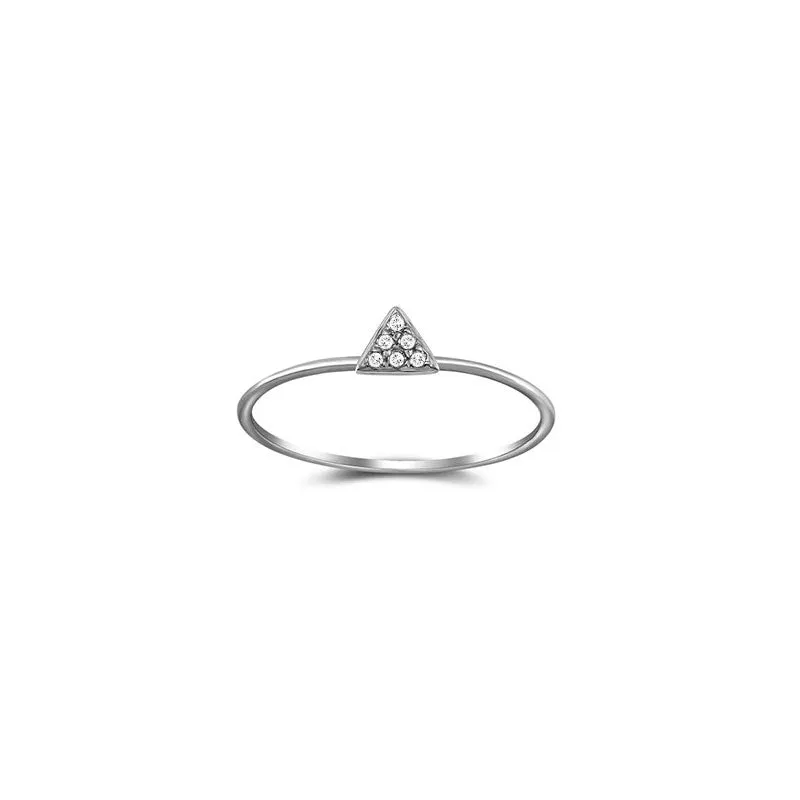 18k Gold Small Triangle Shape Pave Diamond Ring