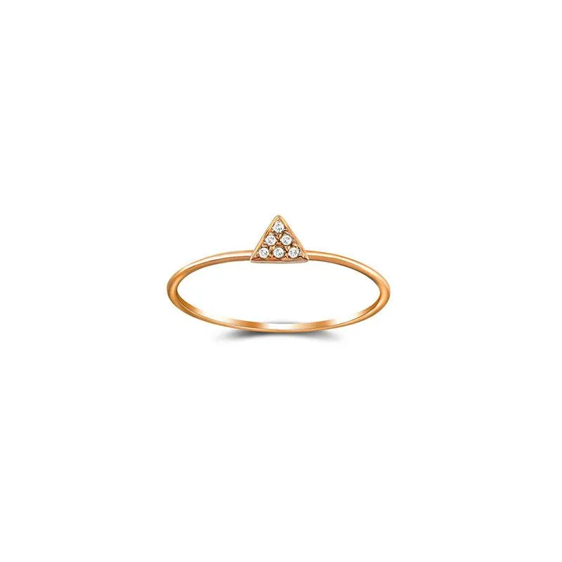 18k Gold Small Triangle Shape Pave Diamond Ring