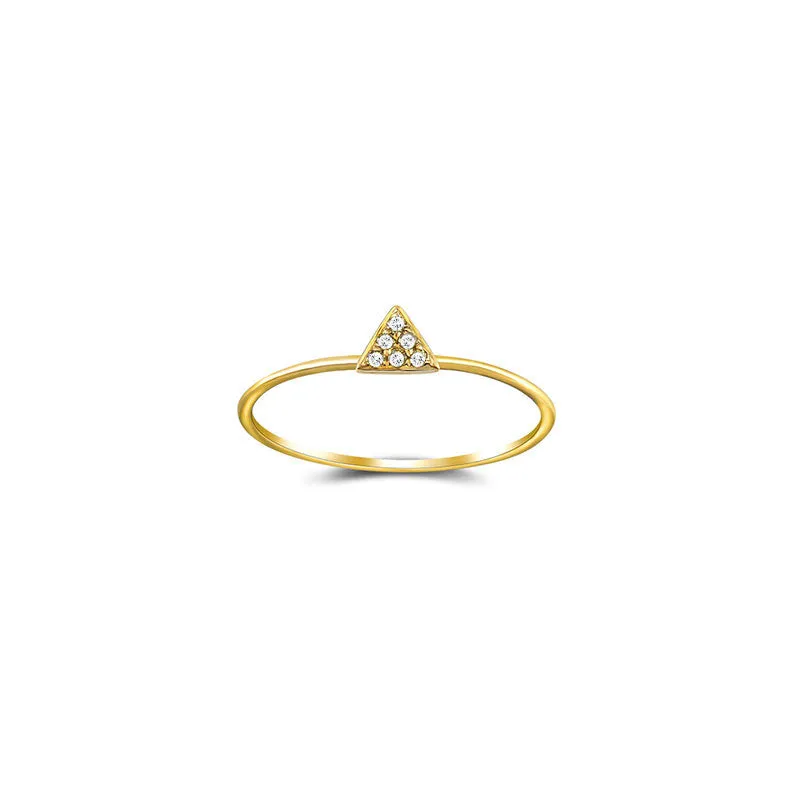 18k Gold Small Triangle Shape Pave Diamond Ring