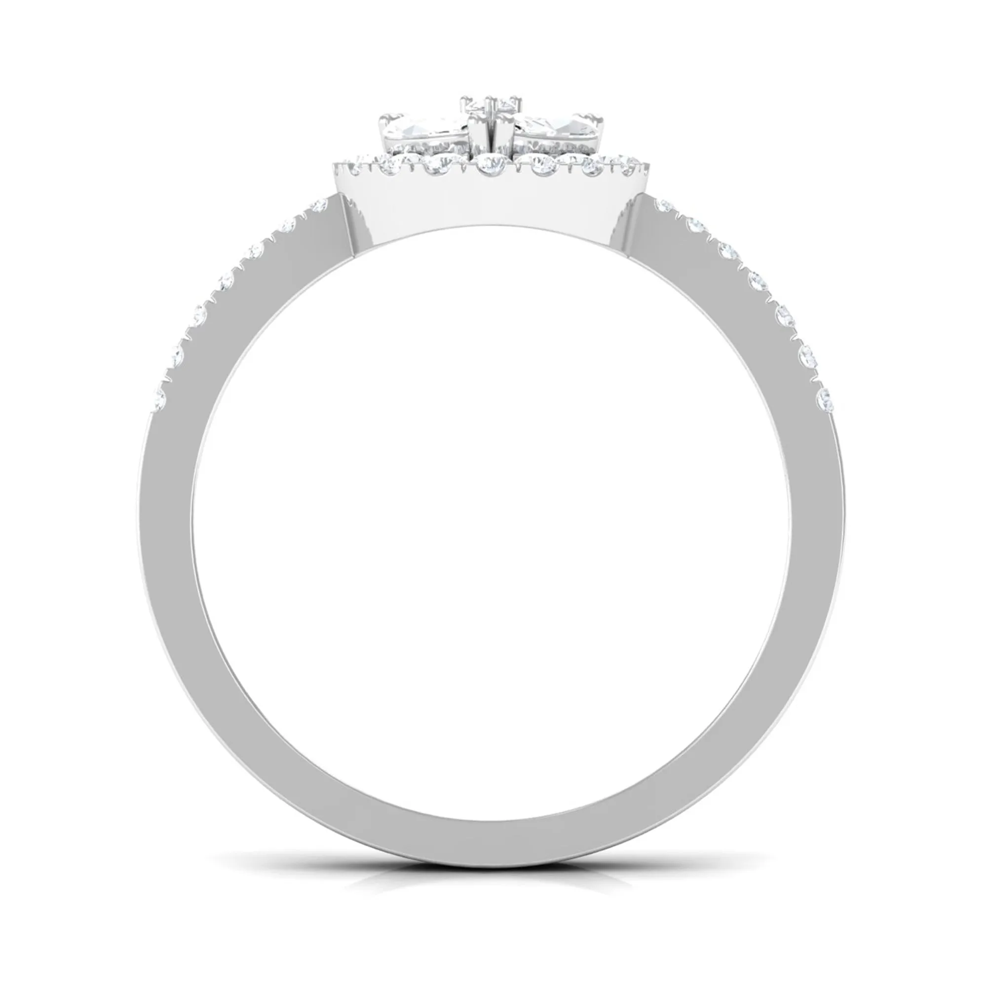 2 CT Round and Marquise Moissanite Cluster Engagement Ring
