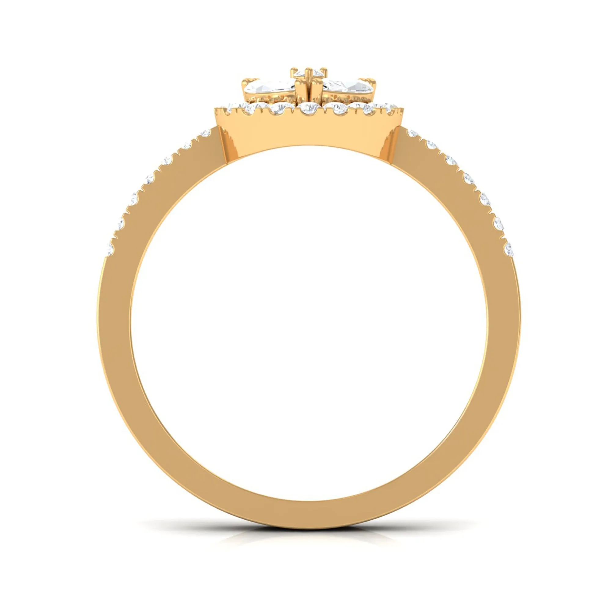 2 CT Round and Marquise Moissanite Cluster Engagement Ring