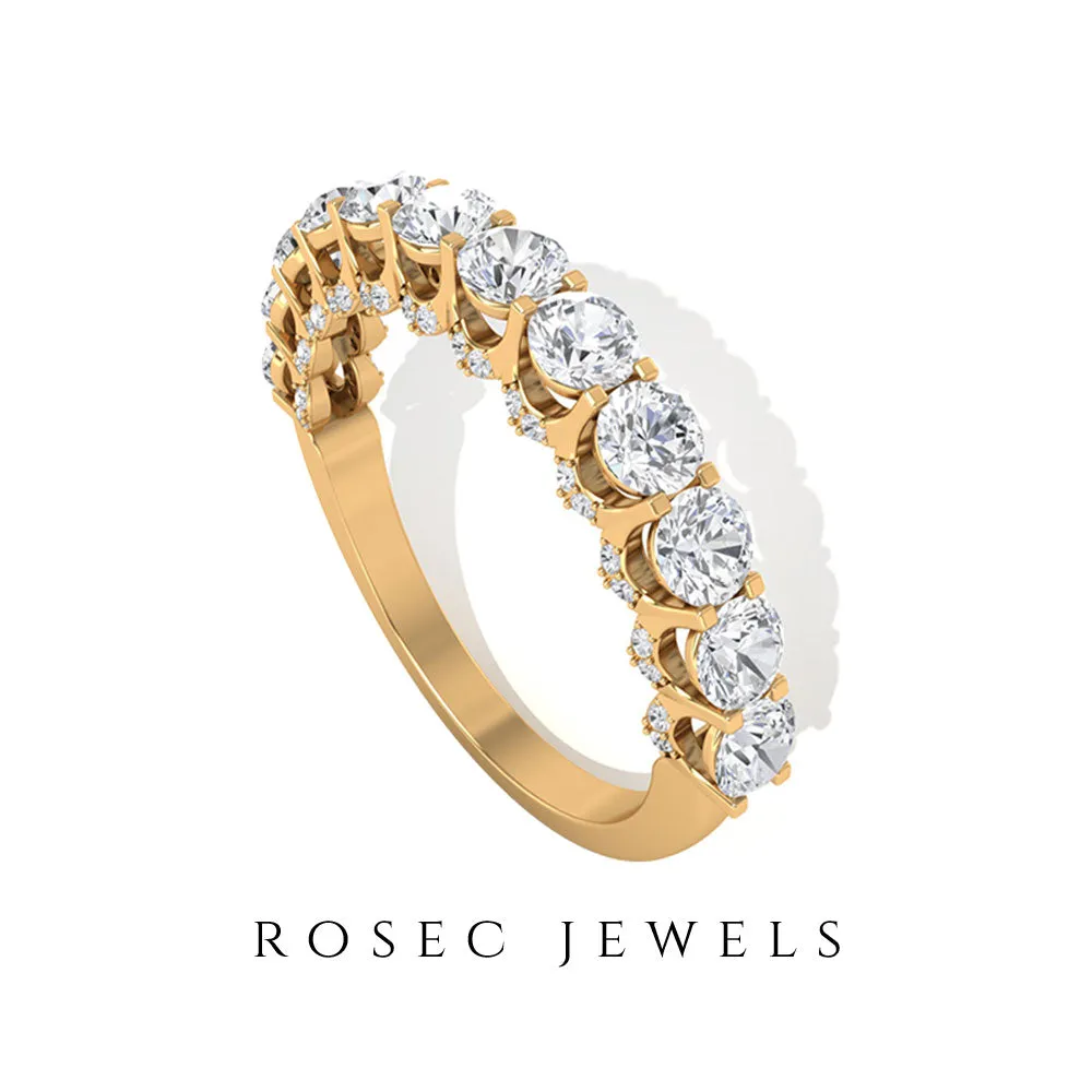 2 CT Round Cut Diamond and Gold Half Eternity Ring