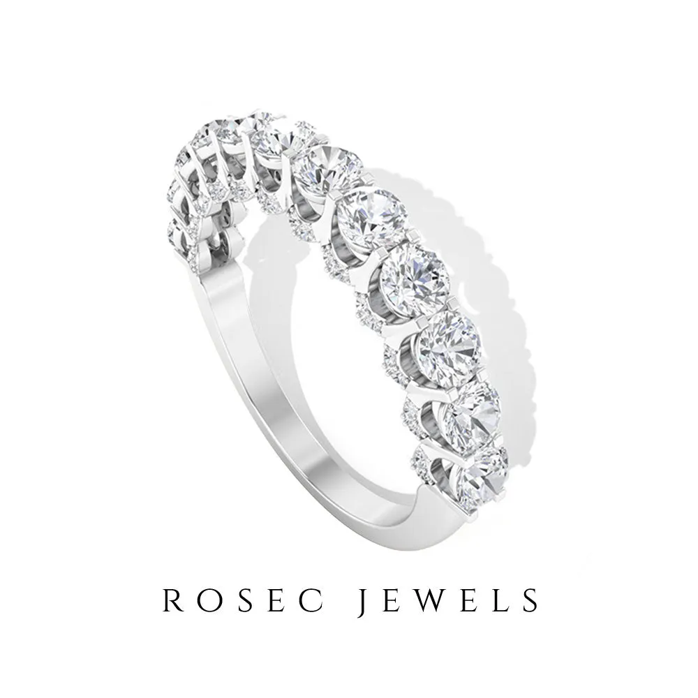 2 CT Round Cut Diamond and Gold Half Eternity Ring