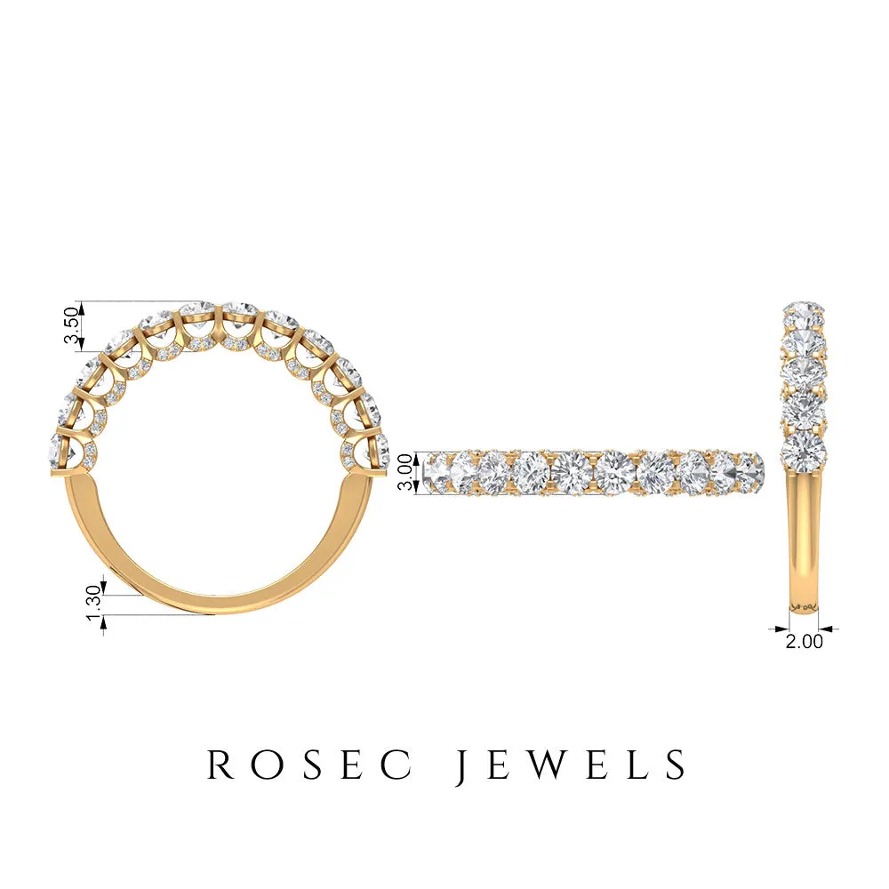2 CT Round Cut Diamond and Gold Half Eternity Ring