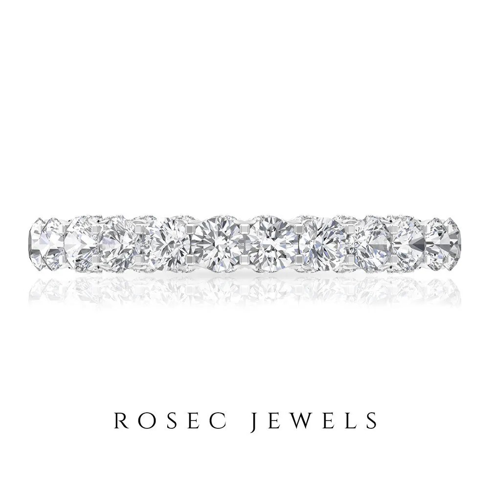 2 CT Round Cut Diamond and Gold Half Eternity Ring