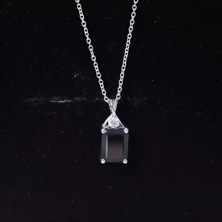2 CT Simple Black Onyx Solitaire Pendant with Moissanite