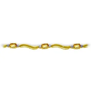 2.01 Carat 14K Solid Yellow Gold Tennis Bracelet Diamond Citrine