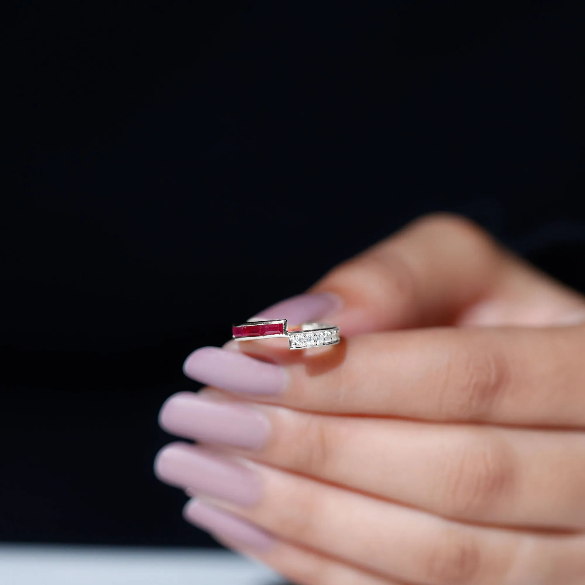 3/4 CT Round Certified Ruby and Diamond Gold Band Ring