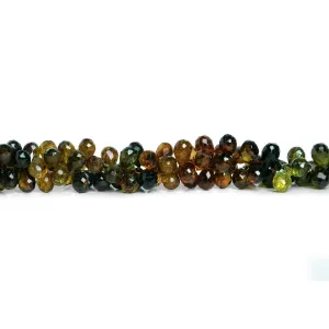 5x4mm Multicolor Tourmaline Faceted Teardrops 8.5 inch 93 beads