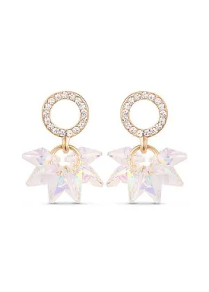 AAA Zircon Circle with Colorful Austria Crystal Beads 18K Gold Plated Ear Studs, Micro Pave