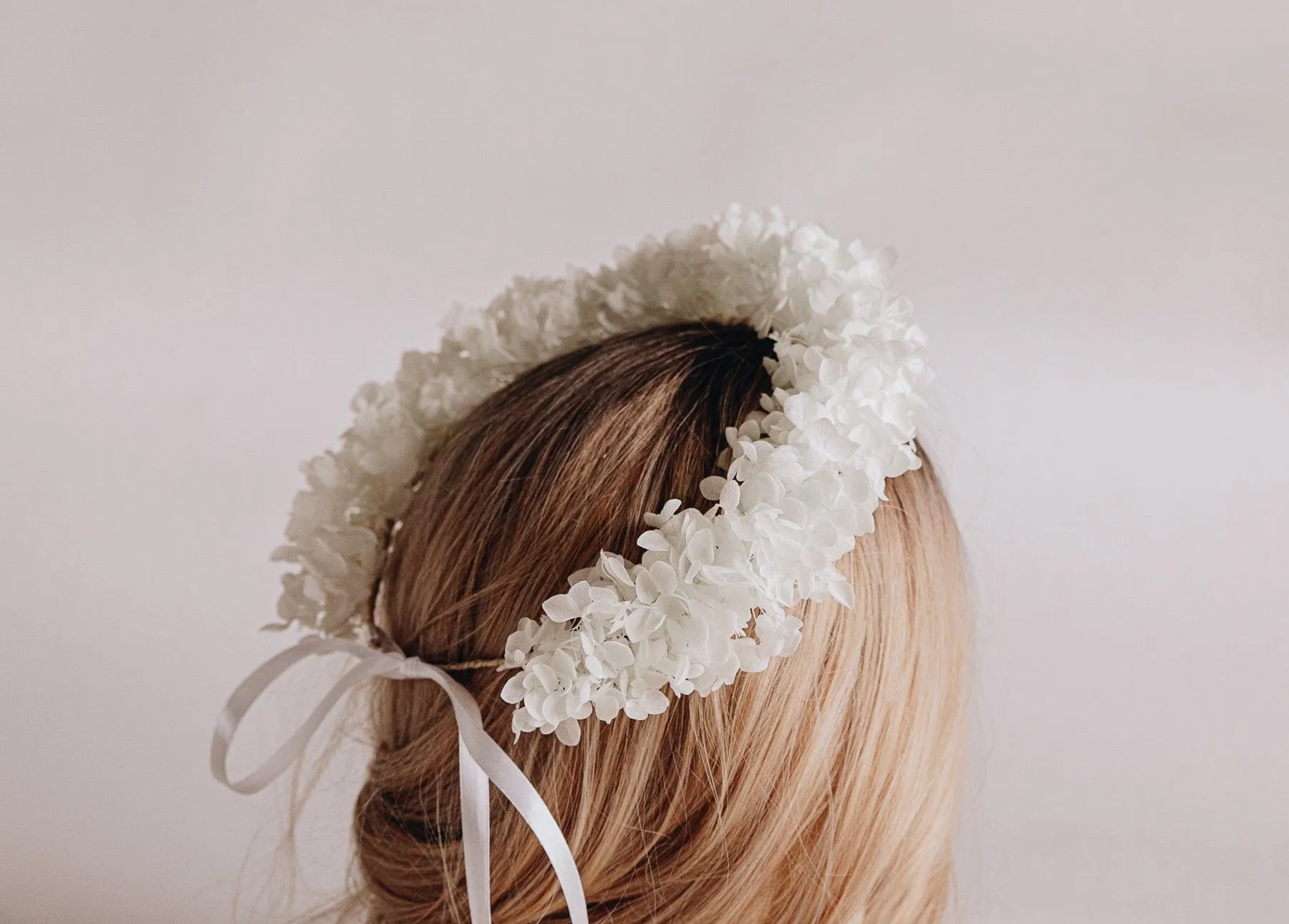 All Preserved Hydrangea Bridal Boho Crown / Ivory Hydrangea Wedding Crown