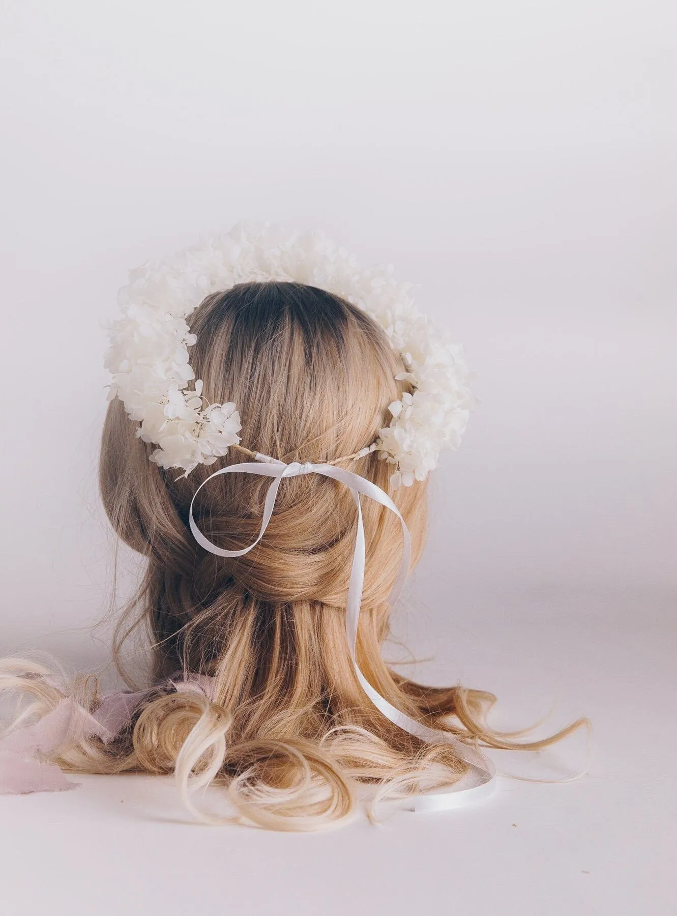 All Preserved Hydrangea Bridal Boho Crown / Ivory Hydrangea Wedding Crown