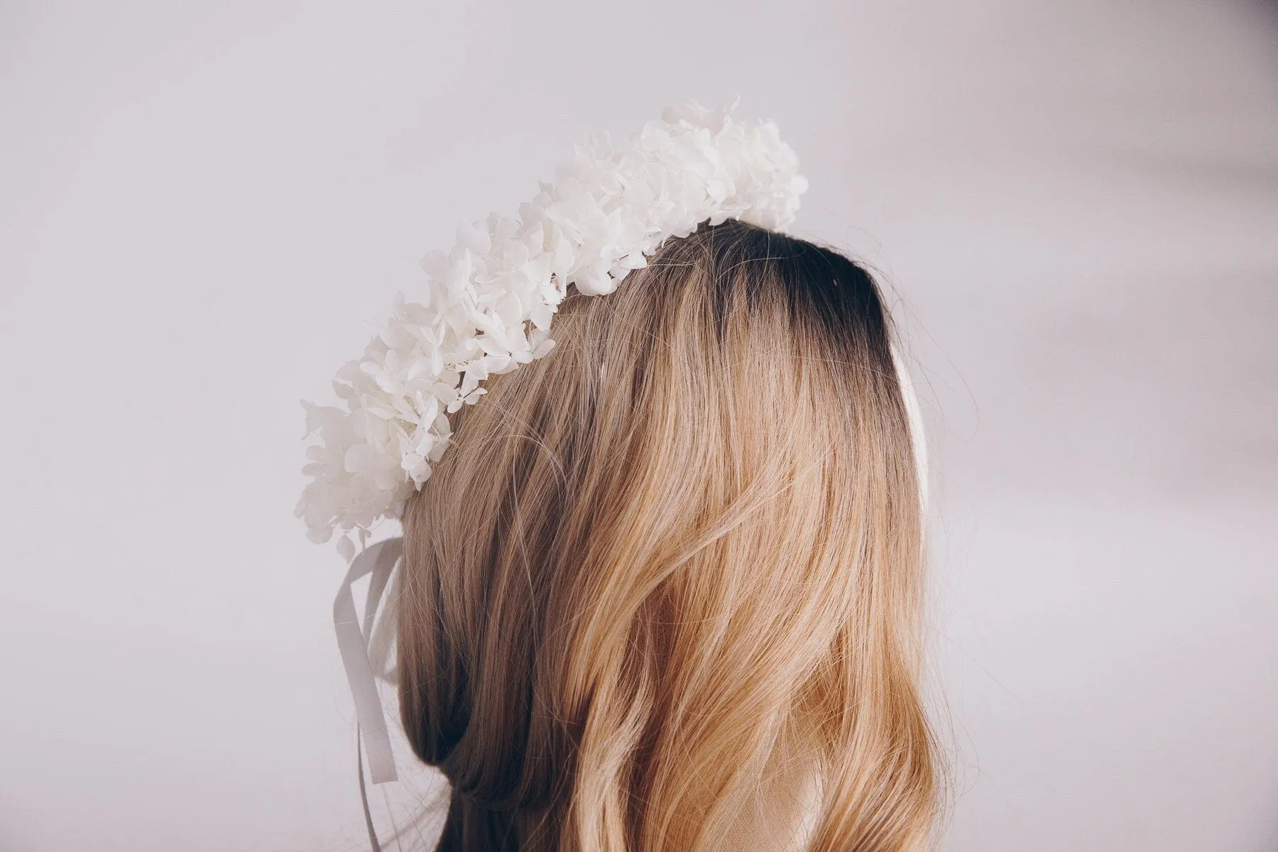 All Preserved Hydrangea Bridal Boho Crown / Ivory Hydrangea Wedding Crown