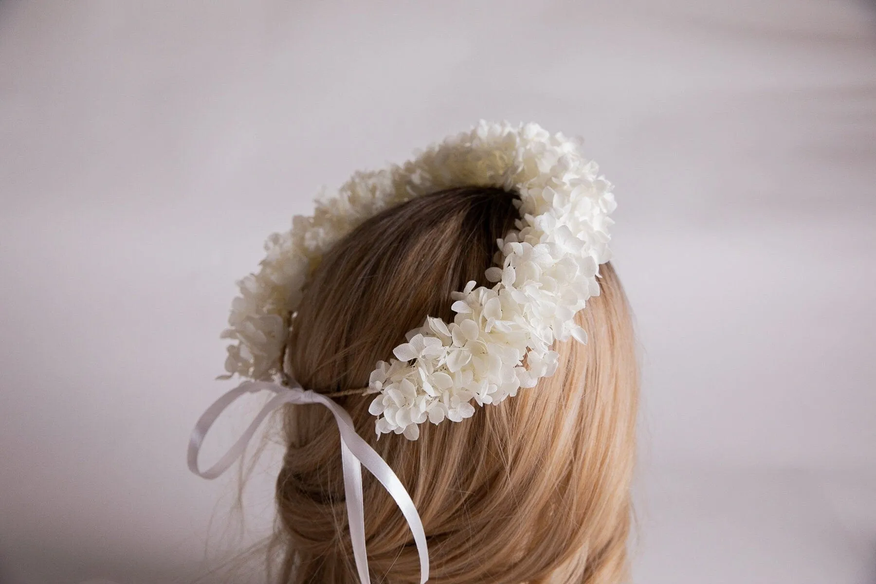 All Preserved Hydrangea Bridal Boho Crown / Ivory Hydrangea Wedding Crown
