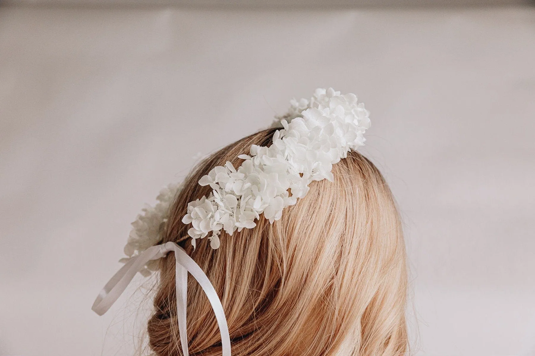 All Preserved Hydrangea Bridal Boho Crown / Ivory Hydrangea Wedding Crown