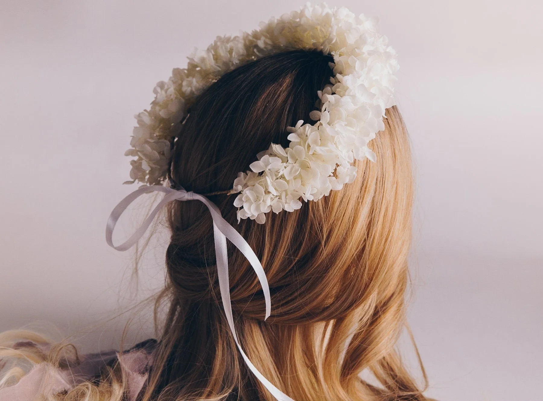 All Preserved Hydrangea Bridal Boho Crown / Ivory Hydrangea Wedding Crown