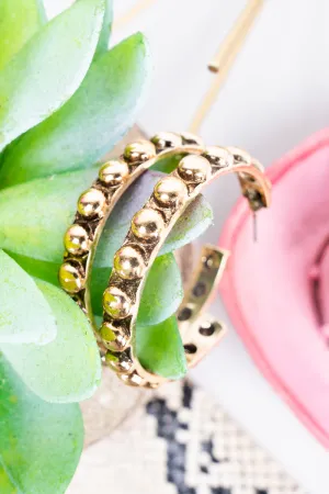 Amber Arch Goldtone Studded Hoop Earrings