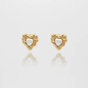 Amber Heart & Pearl Earrings