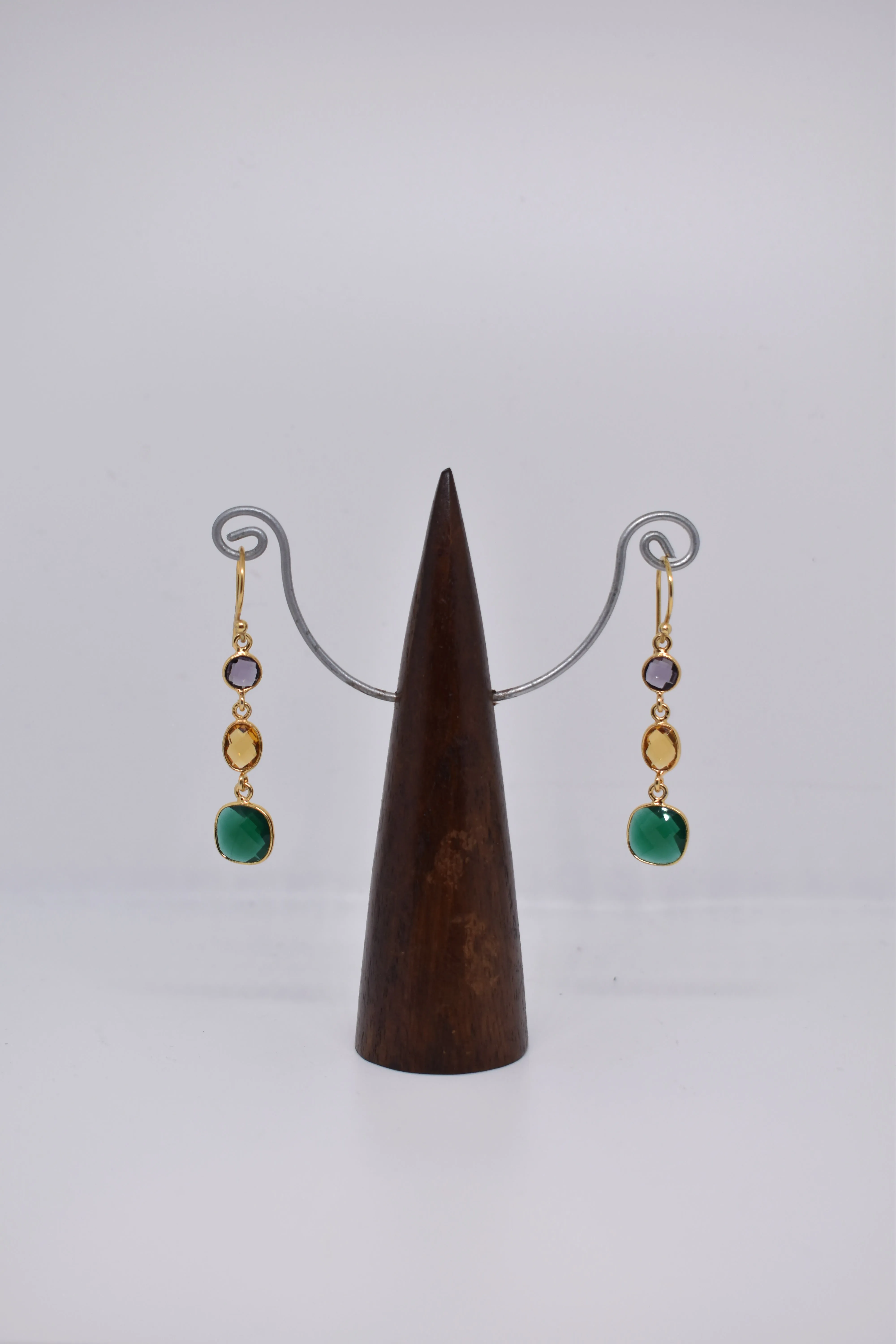 Amethyst, Citrine and Emerald Triple Threat Earrings