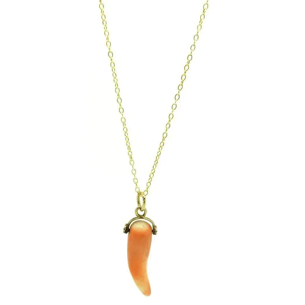 Antique Victorian Coral 9ct Gold Charm Necklace