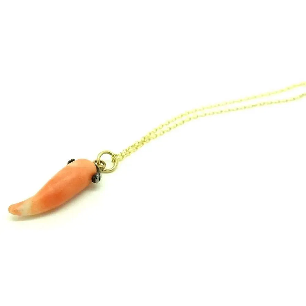 Antique Victorian Coral 9ct Gold Charm Necklace