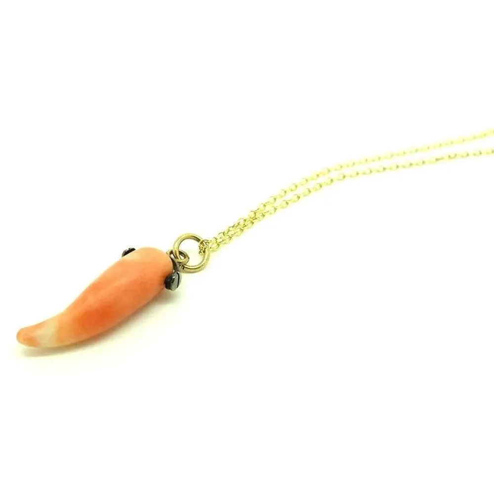 Antique Victorian Coral 9ct Gold Charm Necklace