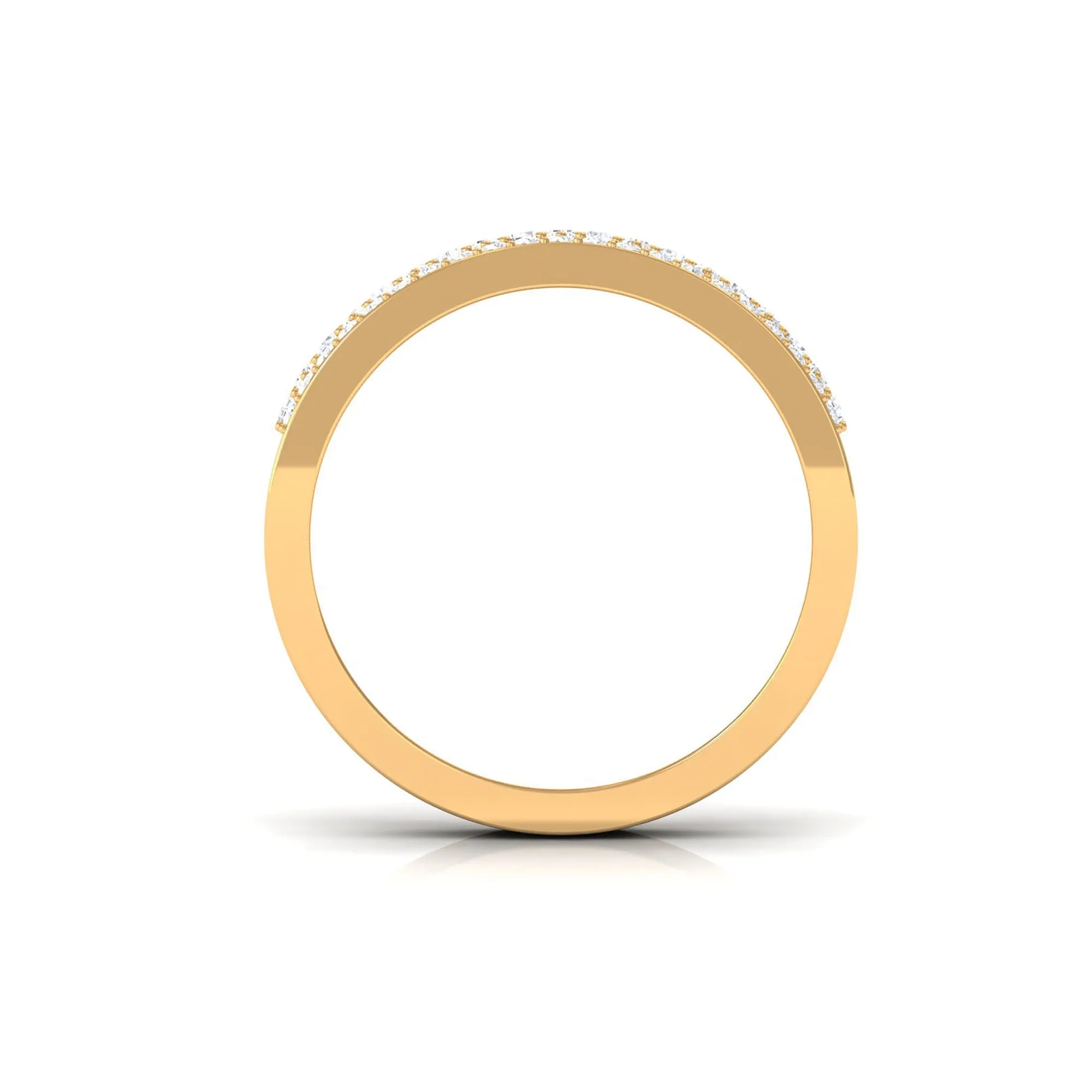 Baguette and Round Wide Diamond Band Ring