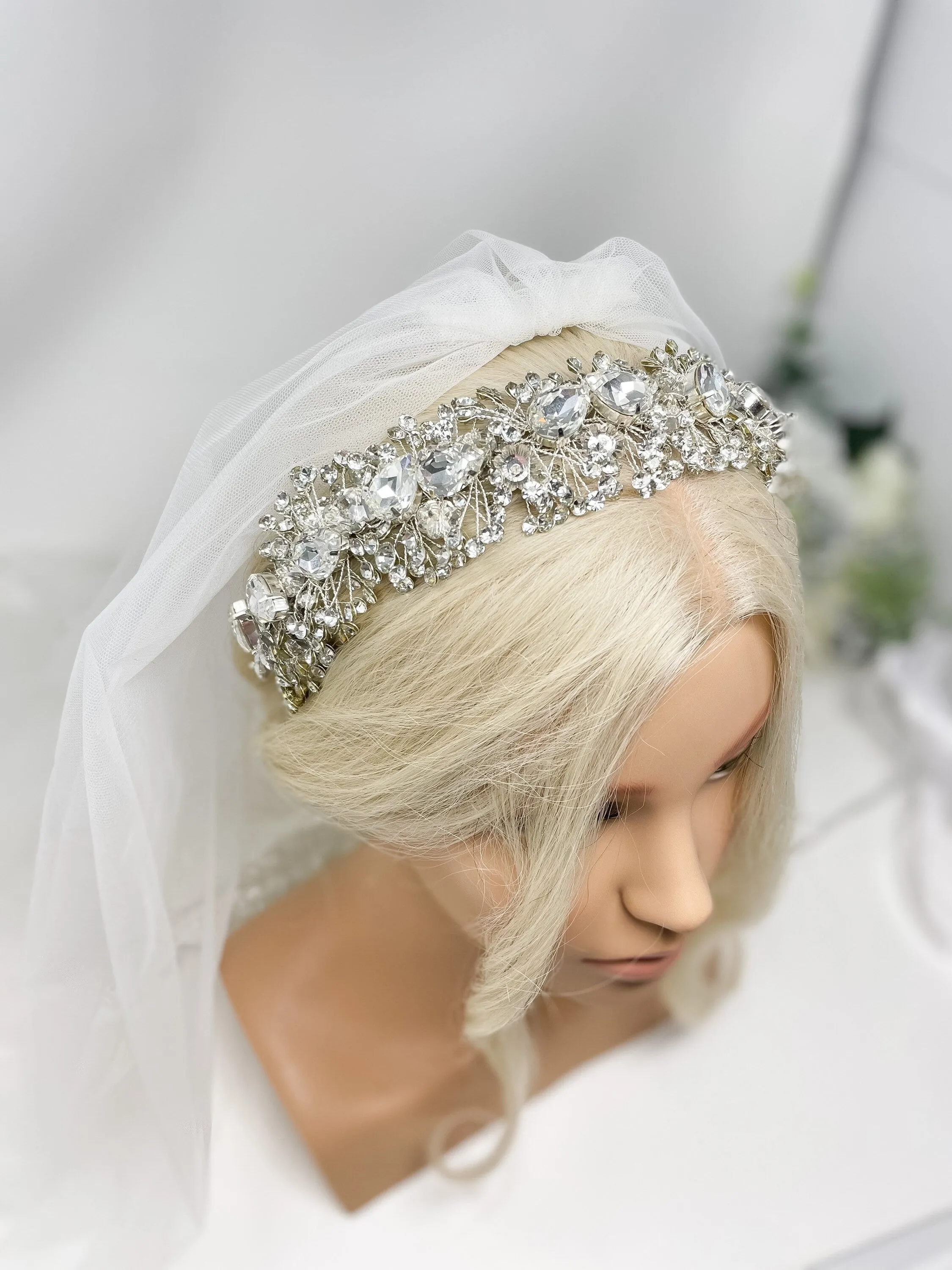 Big Sparkly Bridal Crown - Crystal Wedding Tiara - Statement Silver Bride Headpiece