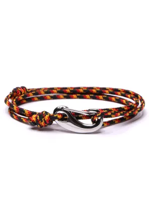 Black   Red Tactical Cord Bracelet for Men (Silver Clasp)