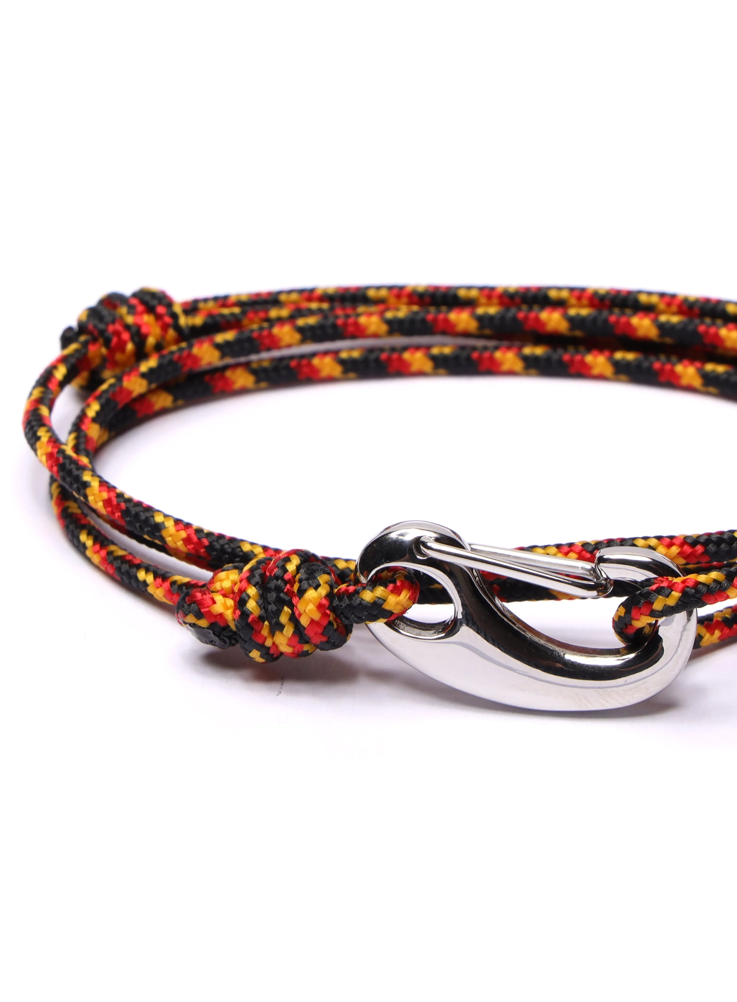 Black   Red Tactical Cord Bracelet for Men (Silver Clasp)