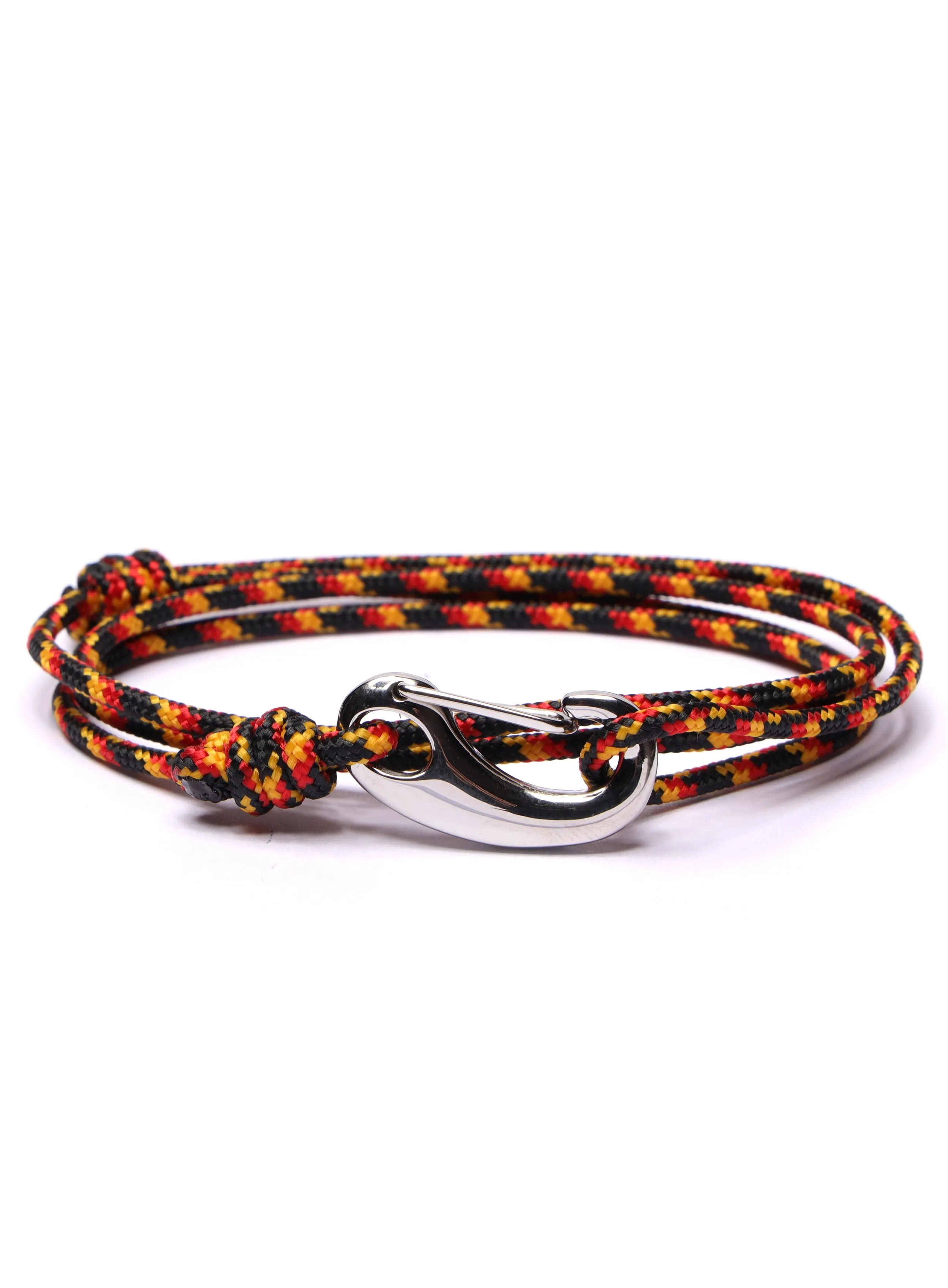Black   Red Tactical Cord Bracelet for Men (Silver Clasp)