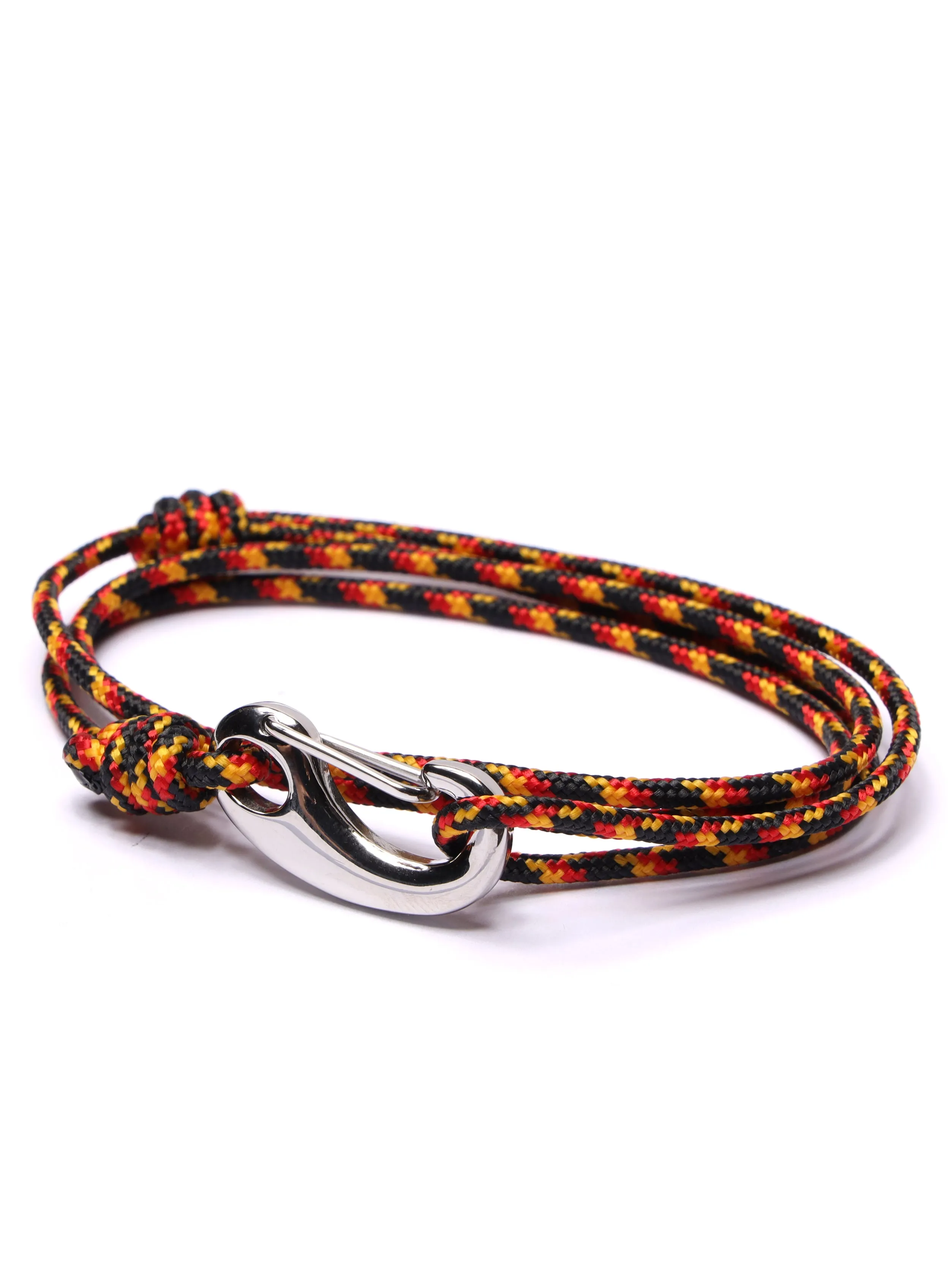 Black   Red Tactical Cord Bracelet for Men (Silver Clasp)