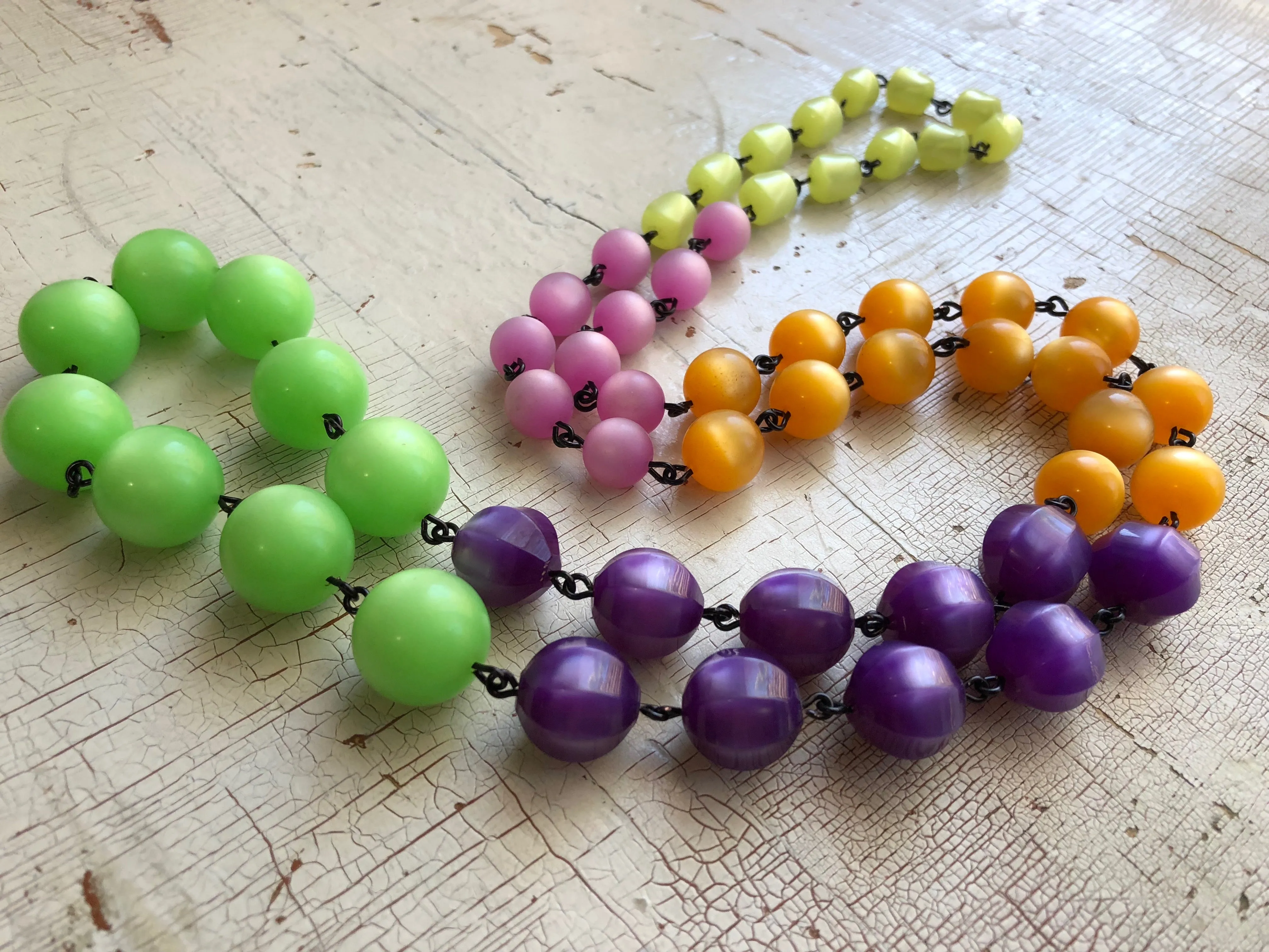 Bright Hues in Moonglow Rosary Chain Rope Necklace