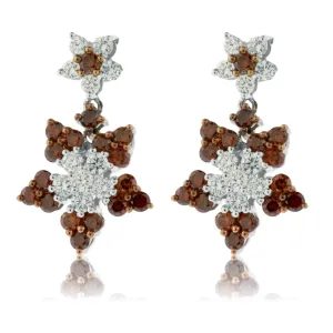 Brown  Diamond & Diamond Dangle Earrings