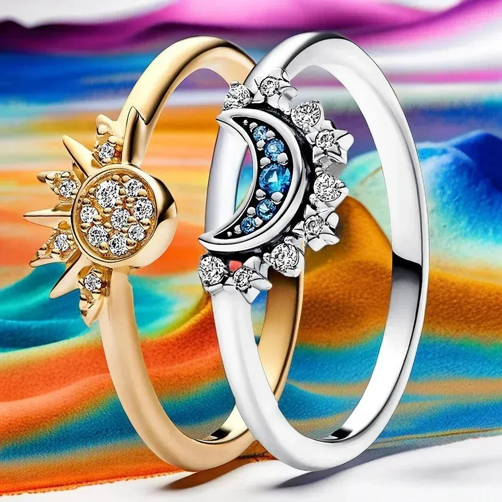 Celestial Sun & Moon Rings Stackable Moon and Sun Ring