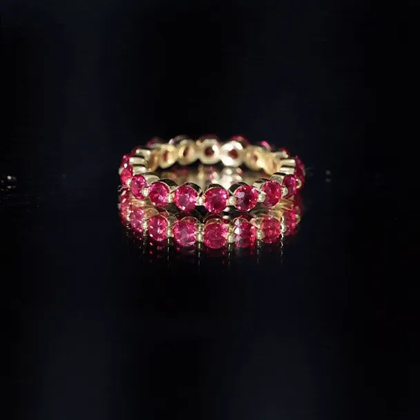 Certified Lab Created Ruby Simple Eternity Ring in Gold