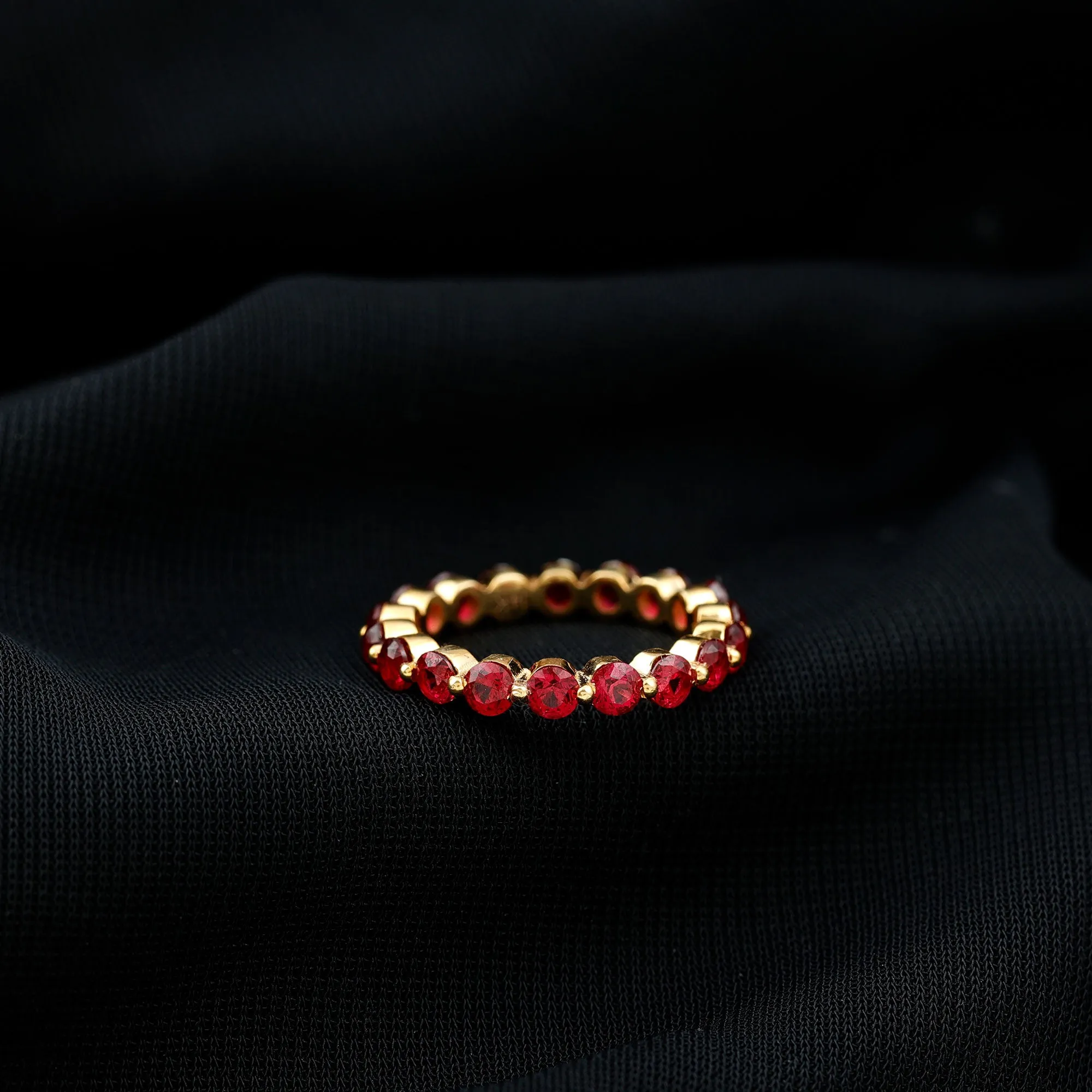 Certified Lab Created Ruby Simple Eternity Ring in Gold