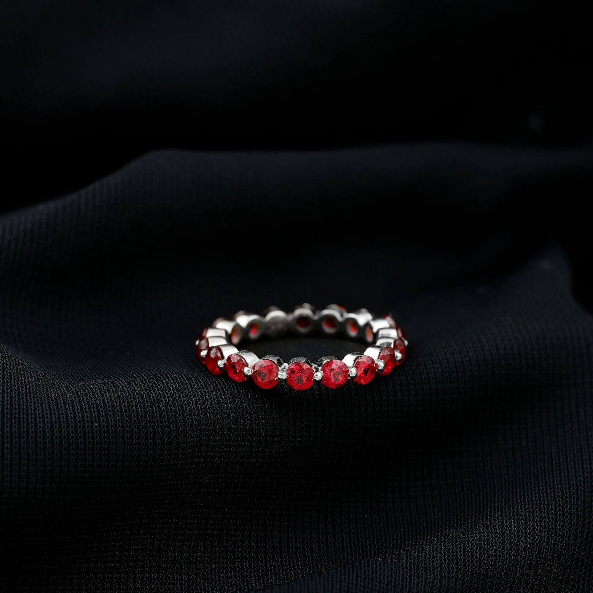 Certified Lab Created Ruby Simple Eternity Ring in Gold