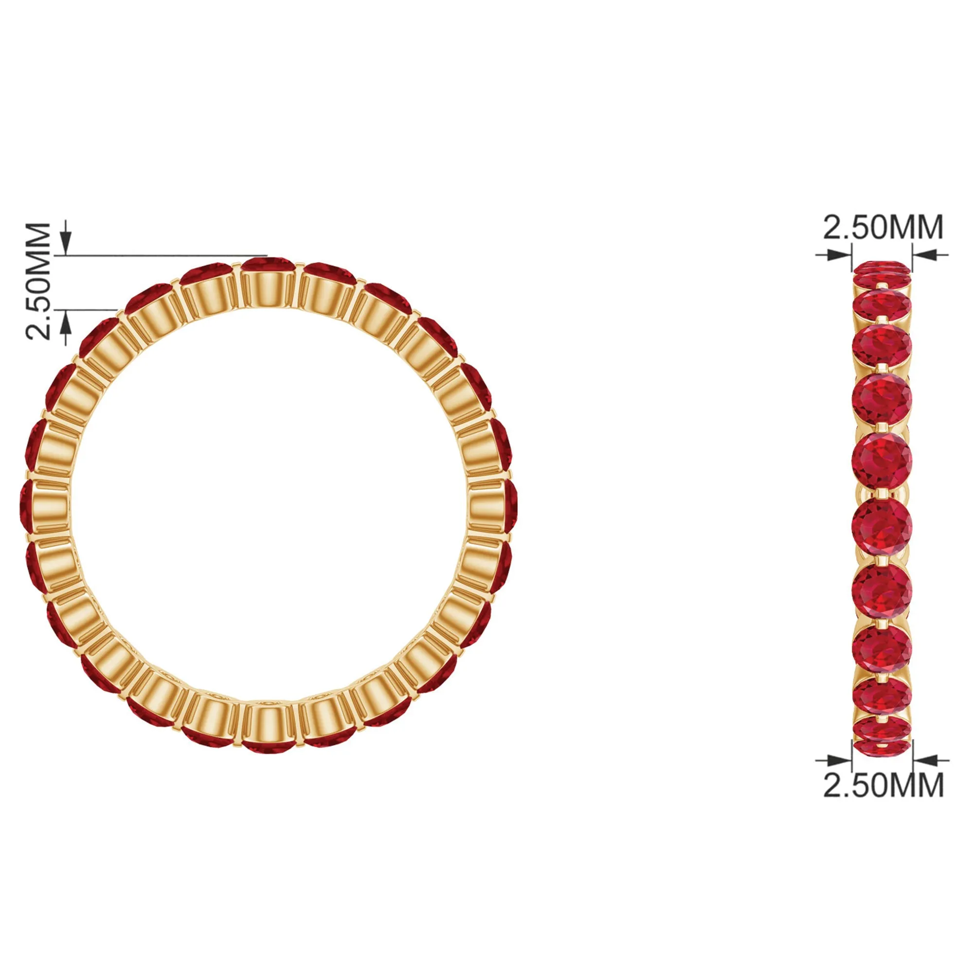 Certified Lab Created Ruby Simple Eternity Ring in Gold