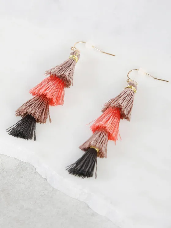 Cheap Fade Tassel Earrings GREY