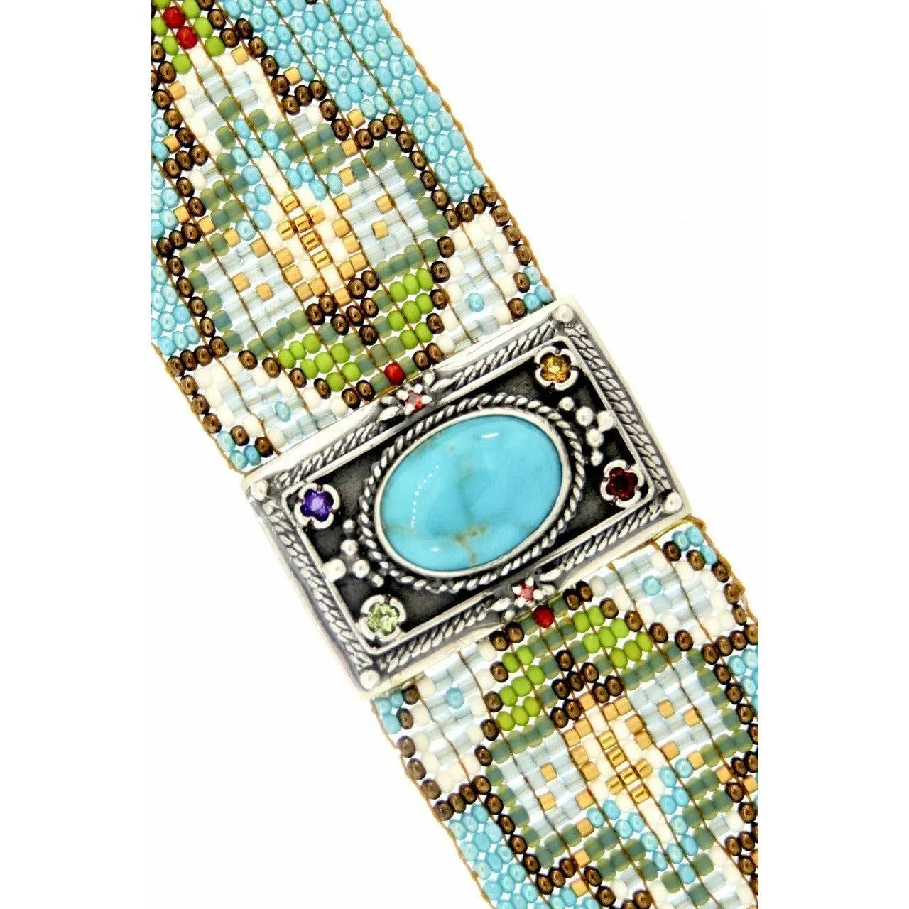 Chili Rose Diana   Hand Beaded Turquoise & Gemstone Bracelet