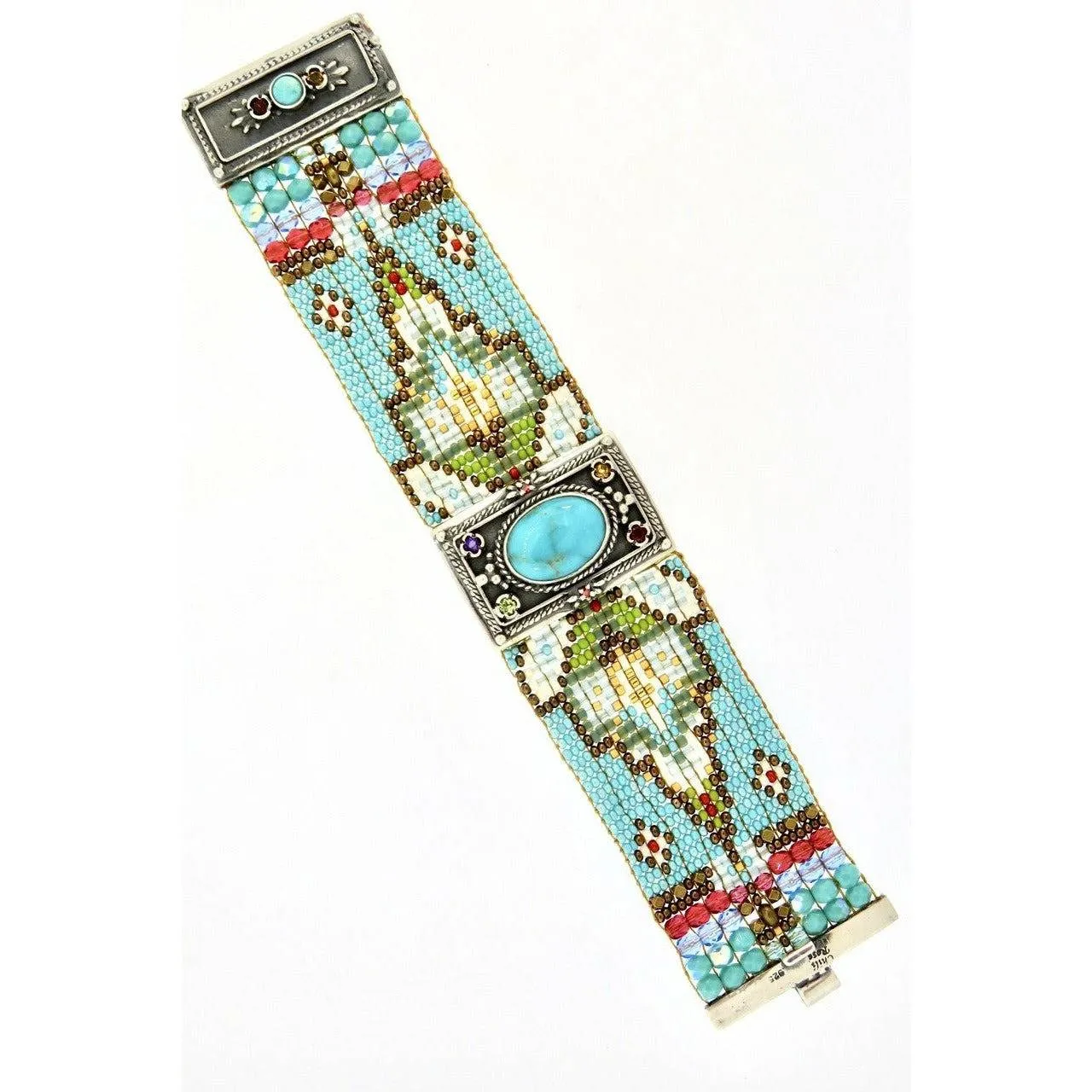 Chili Rose Diana   Hand Beaded Turquoise & Gemstone Bracelet