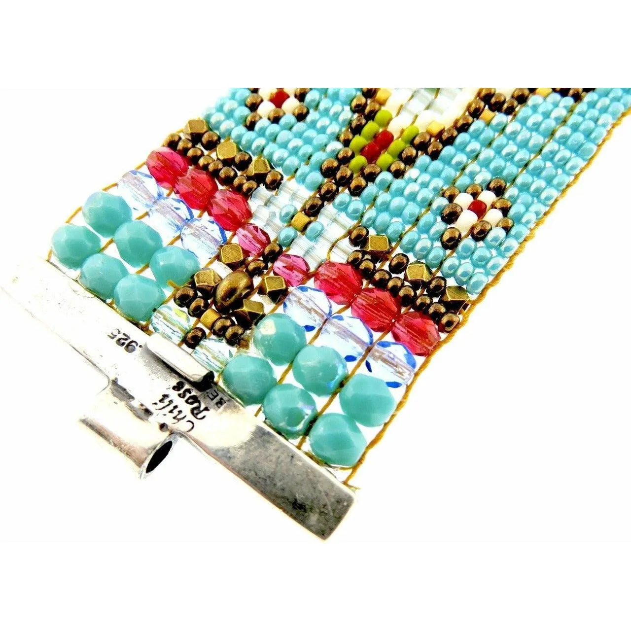 Chili Rose Diana   Hand Beaded Turquoise & Gemstone Bracelet