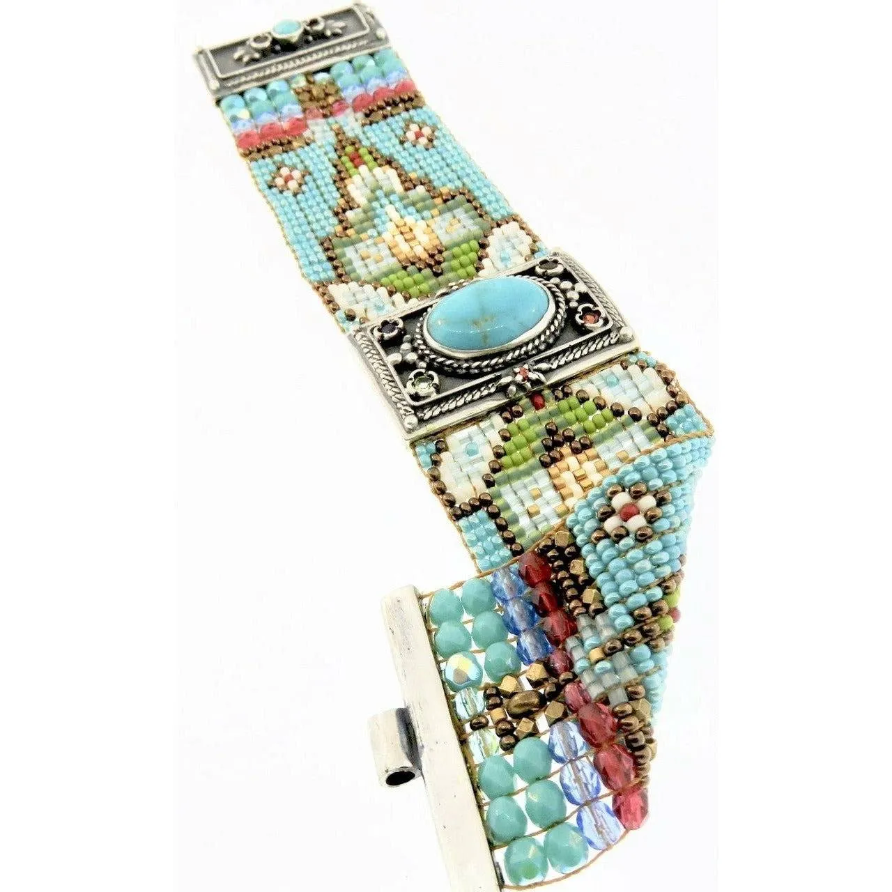Chili Rose Diana   Hand Beaded Turquoise & Gemstone Bracelet