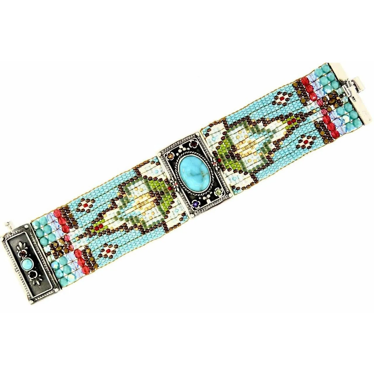 Chili Rose Diana   Hand Beaded Turquoise & Gemstone Bracelet