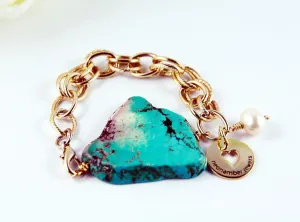 Chunky Turquoise & Chain Bracelet