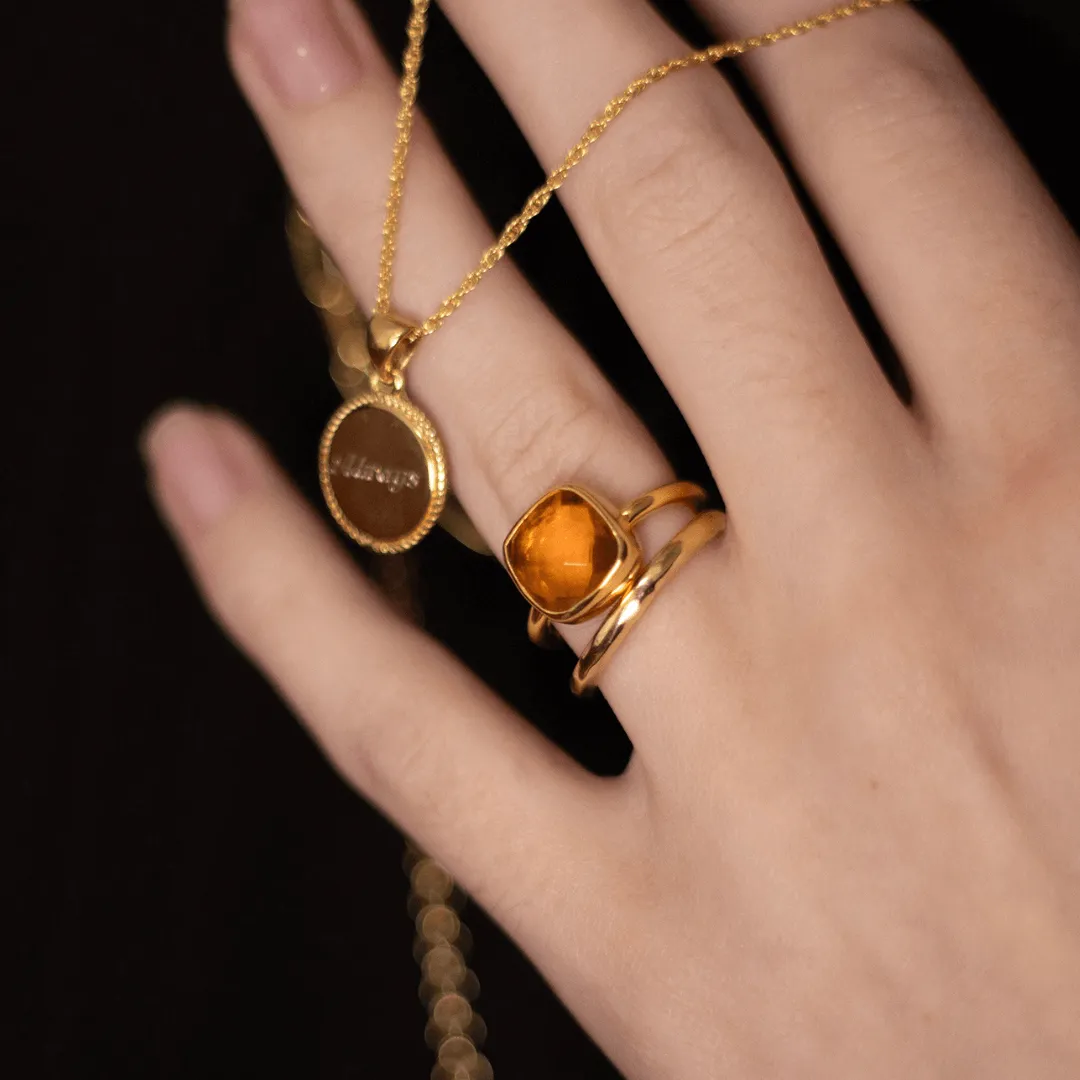 Citrine Cocktail Ring | Gold