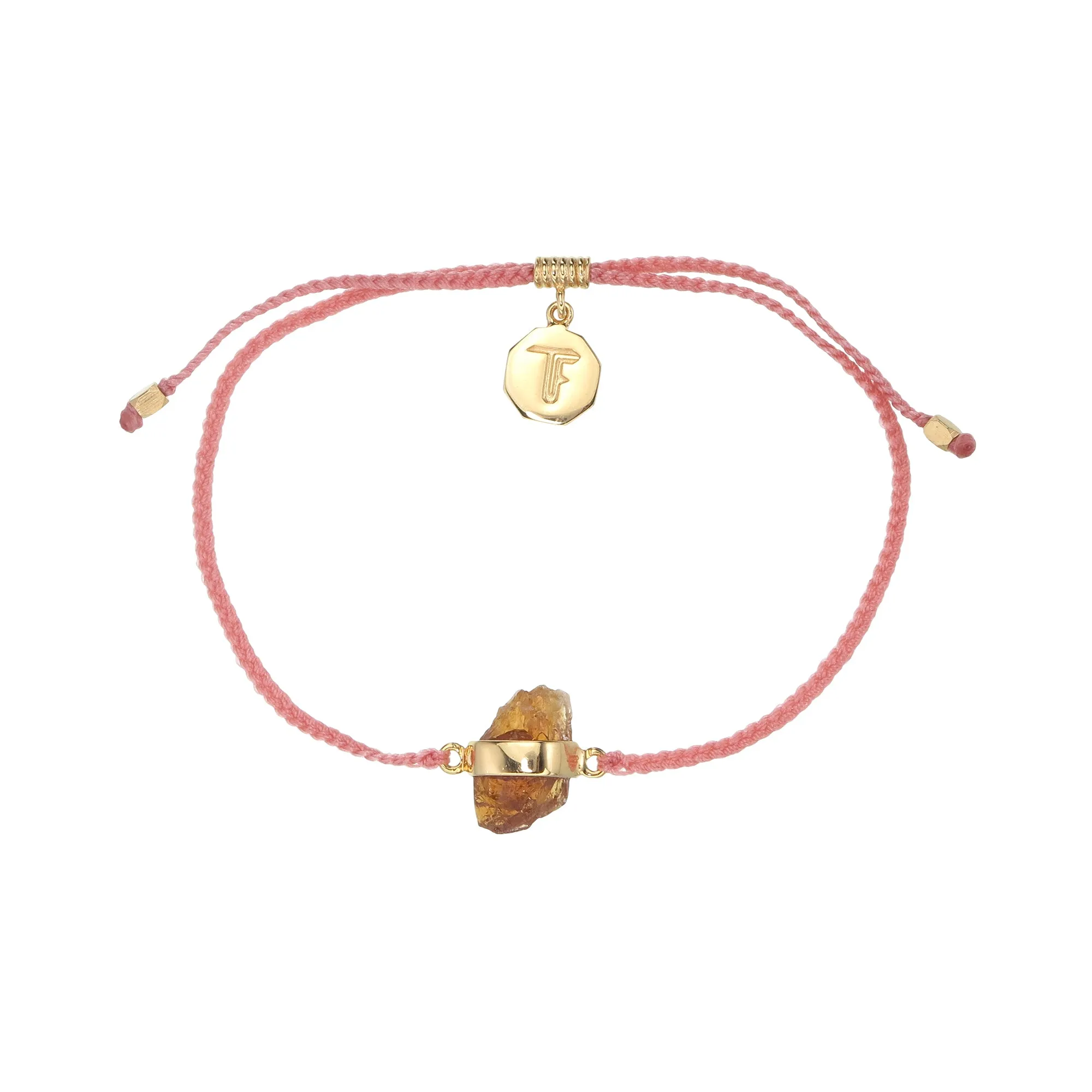 CITRINE CRYSTAL BRACELET - SALMON - GOLD
