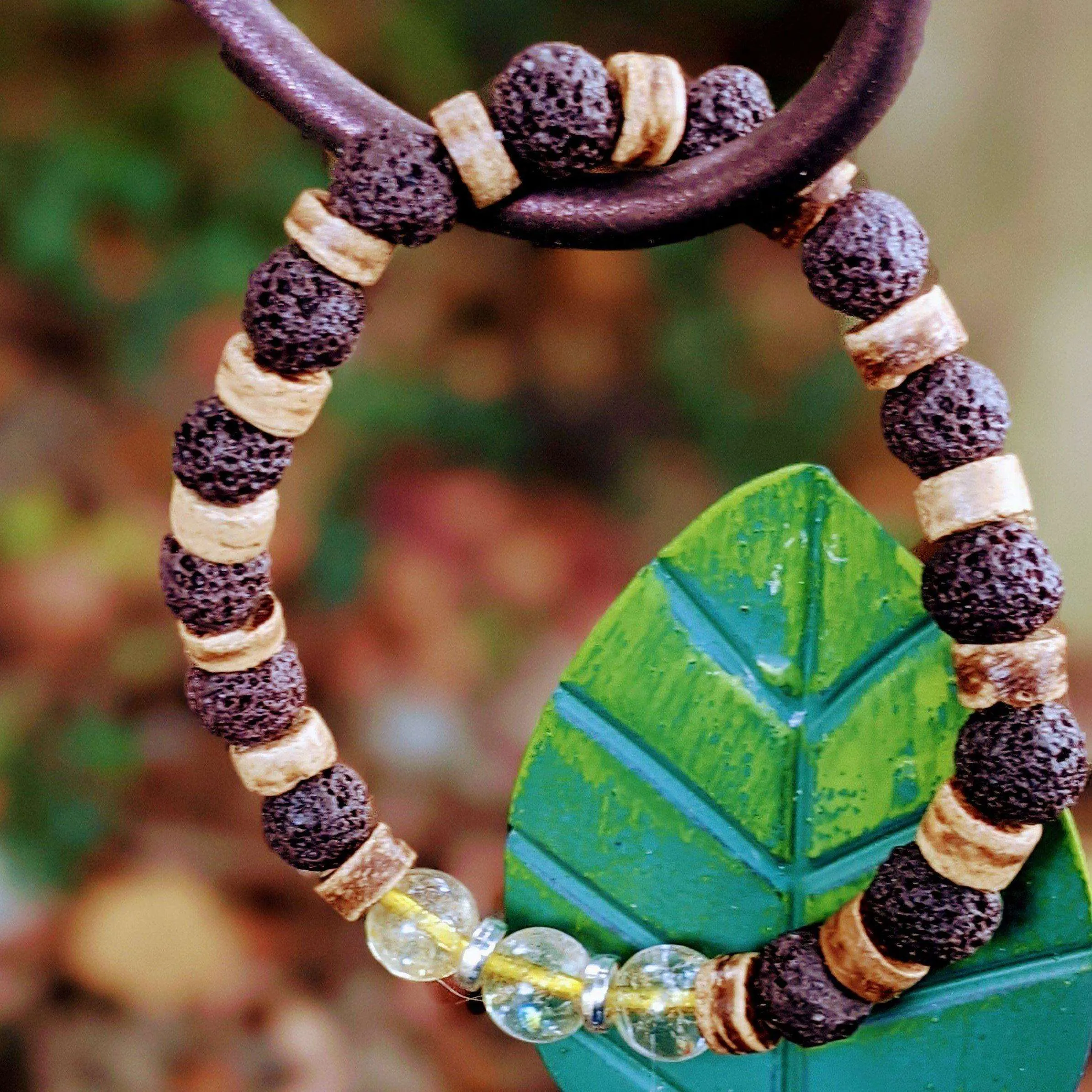 Citrine Gemstone Lava Bead Stretch bracelet-NOVEMBER Birthstone